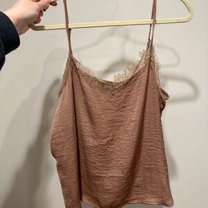 Women's Brown Lace Trim Cami Top